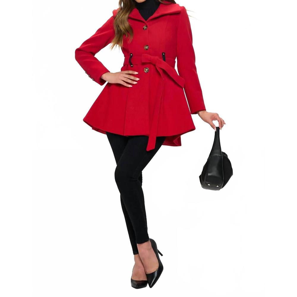 NEW COALITION LA a-line vegan wool coat in red